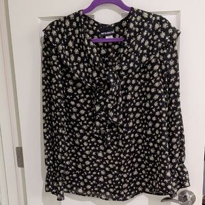 Vintage Flowy Black Floral Top